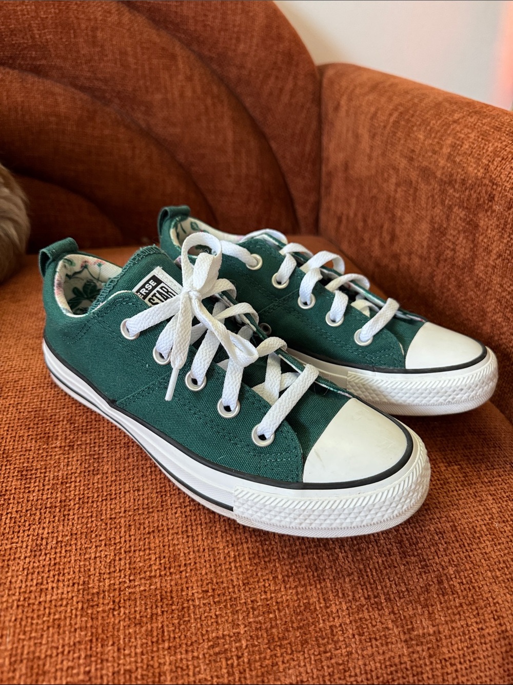 Converse Low Top Canvas Sneakers - Forest Green & White